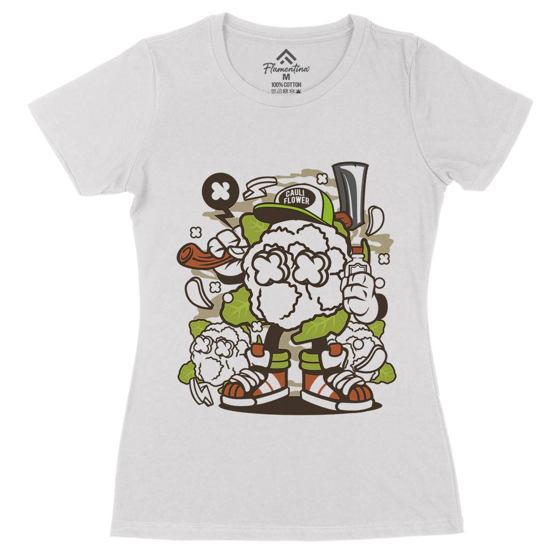 Cauliflower Womens Organic Crew Neck T-Shirt Food C053