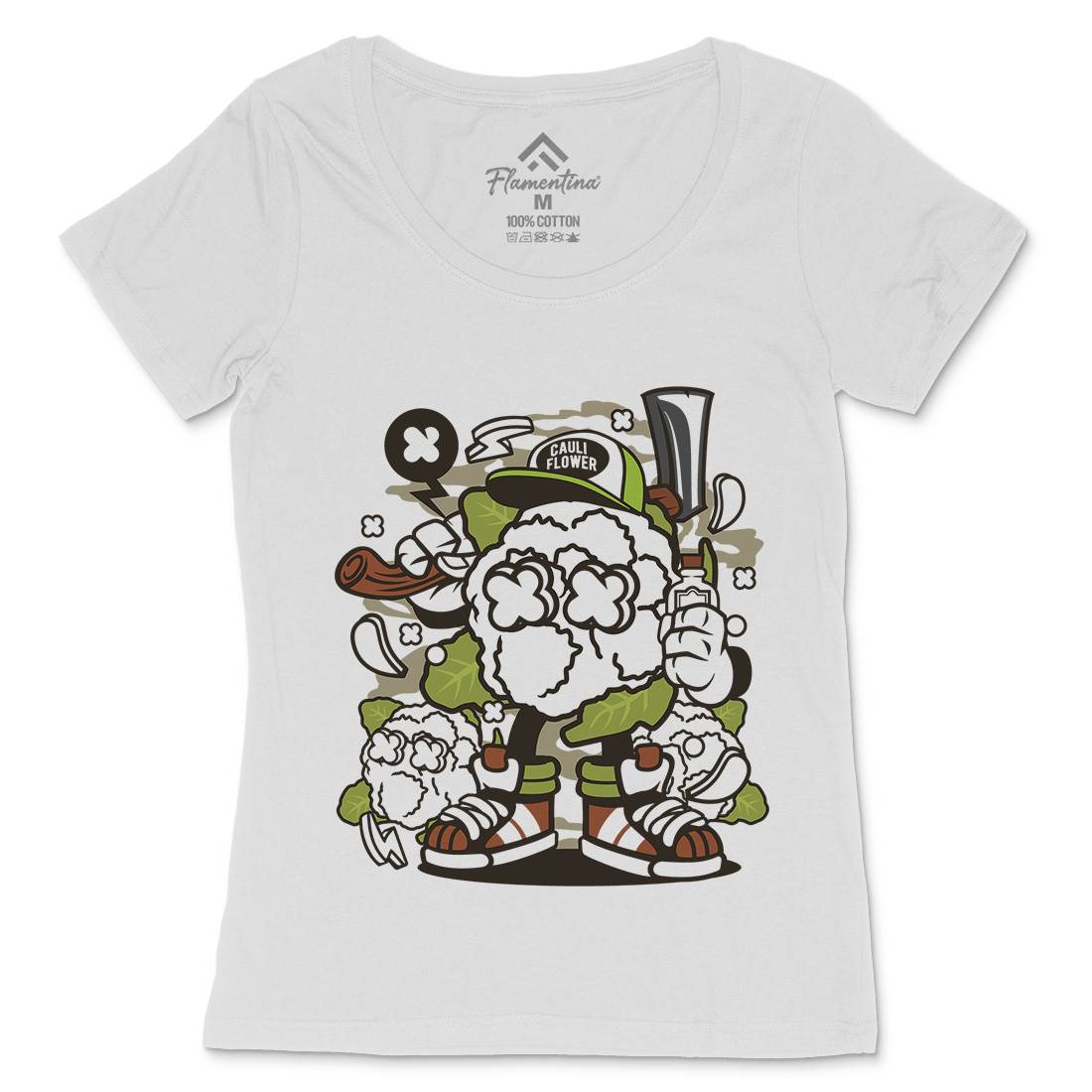 Cauliflower Womens Scoop Neck T-Shirt Food C053