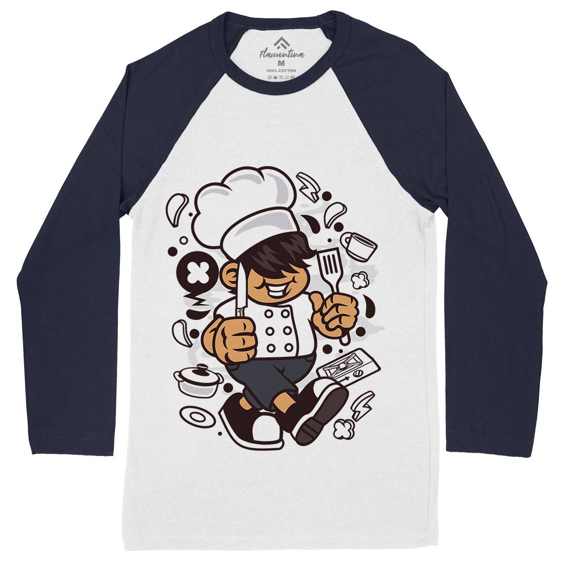 Chef Kid Mens Long Sleeve Baseball T-Shirt Work C057
