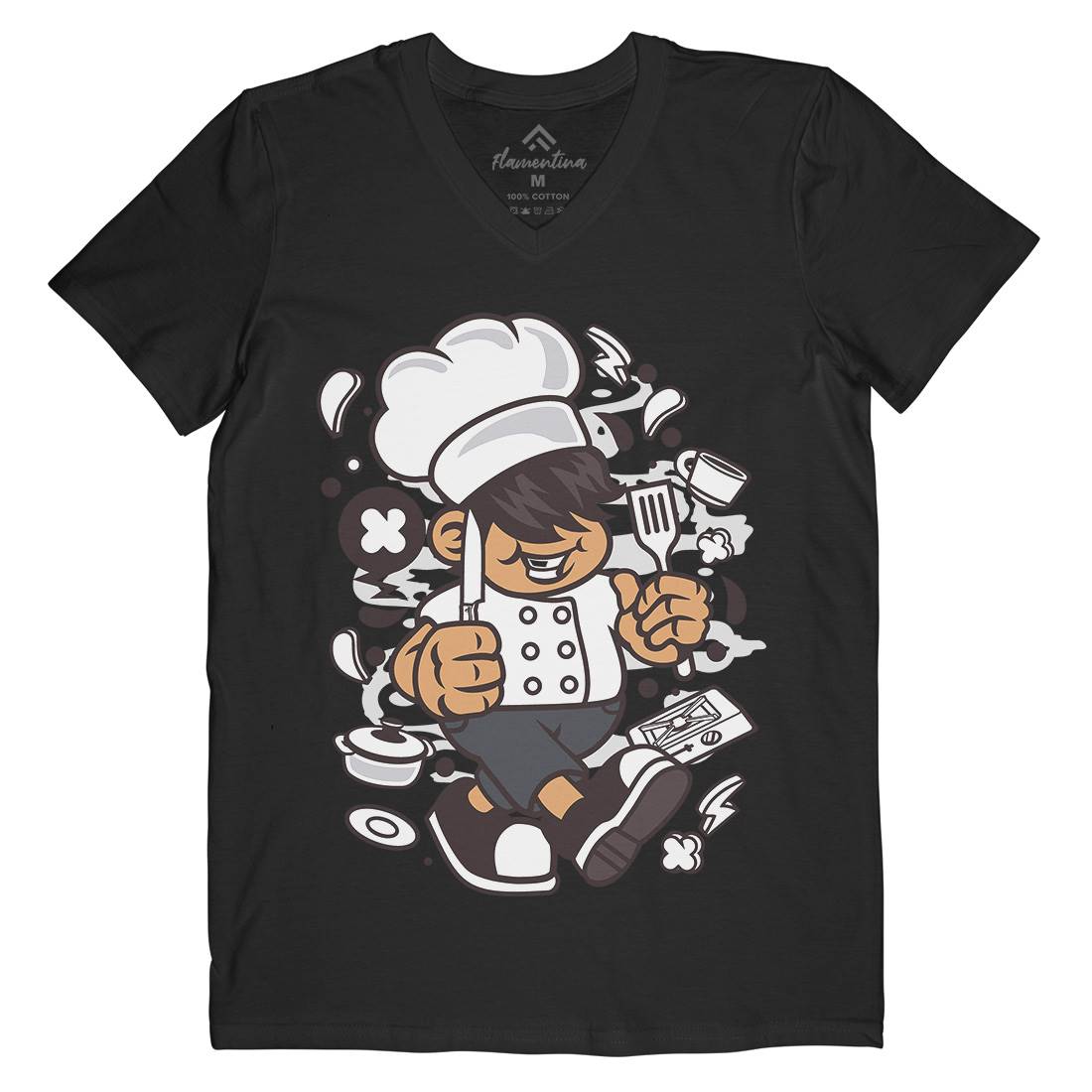 Chef Kid Mens Organic V-Neck T-Shirt Work C057