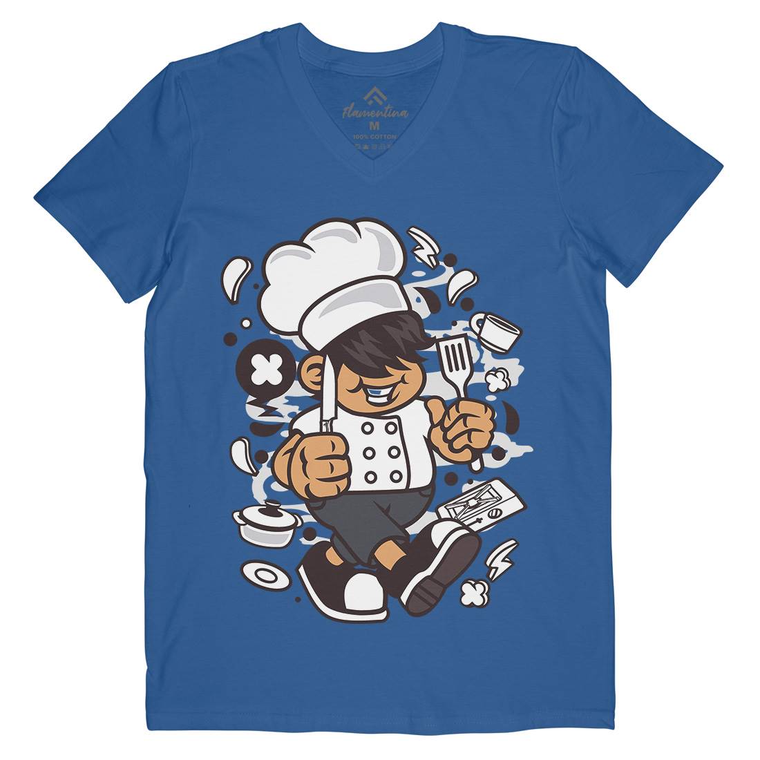 Chef Kid Mens V-Neck T-Shirt Work C057