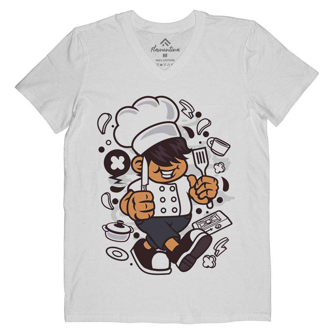 Chef Kid Mens V-Neck T-Shirt Work C057