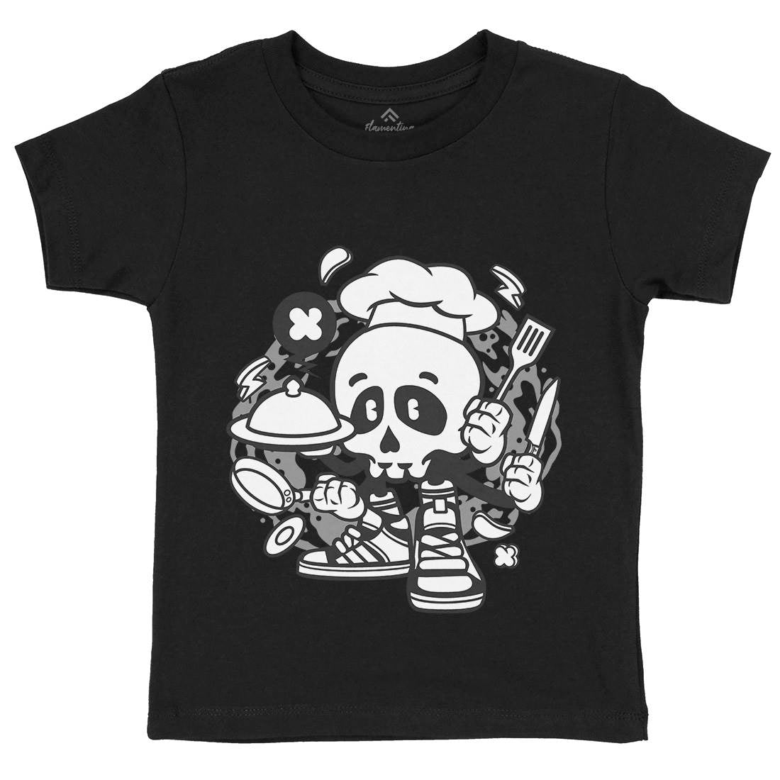 Chef Skull Kids Organic Crew Neck T-Shirt Work C058