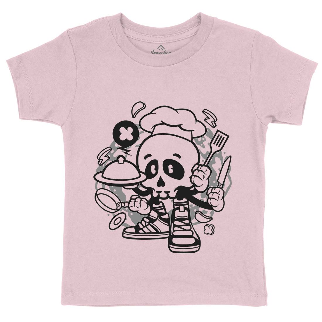 Chef Skull Kids Crew Neck T-Shirt Work C058