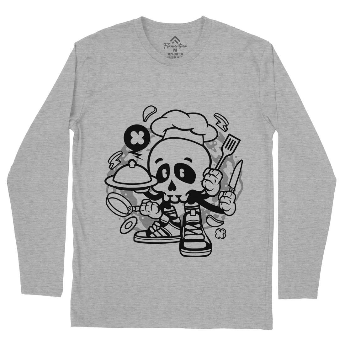 Chef Skull Mens Long Sleeve T-Shirt Work C058