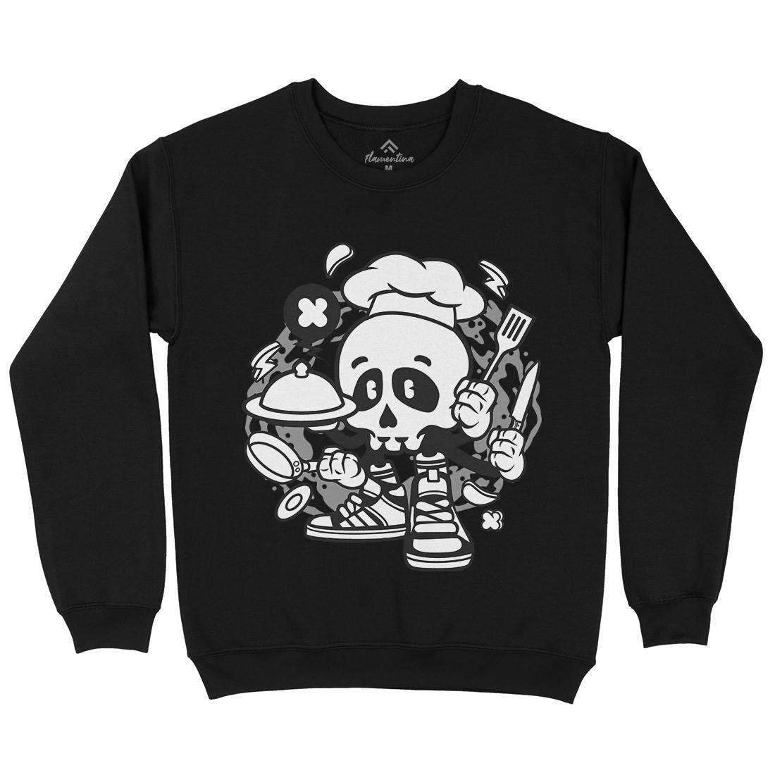Chef Skull Mens Crew Neck Sweatshirt Work C058