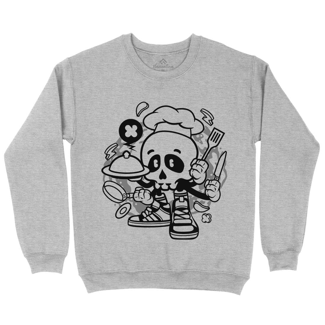 Chef Skull Mens Crew Neck Sweatshirt Work C058