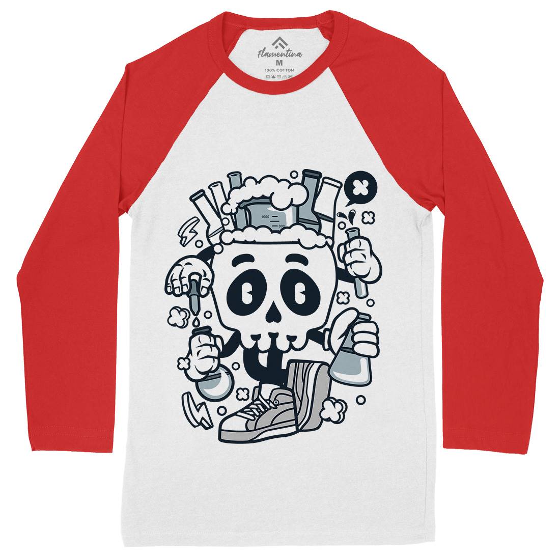 Chemical Skull Mens Long Sleeve Baseball T-Shirt Science C059
