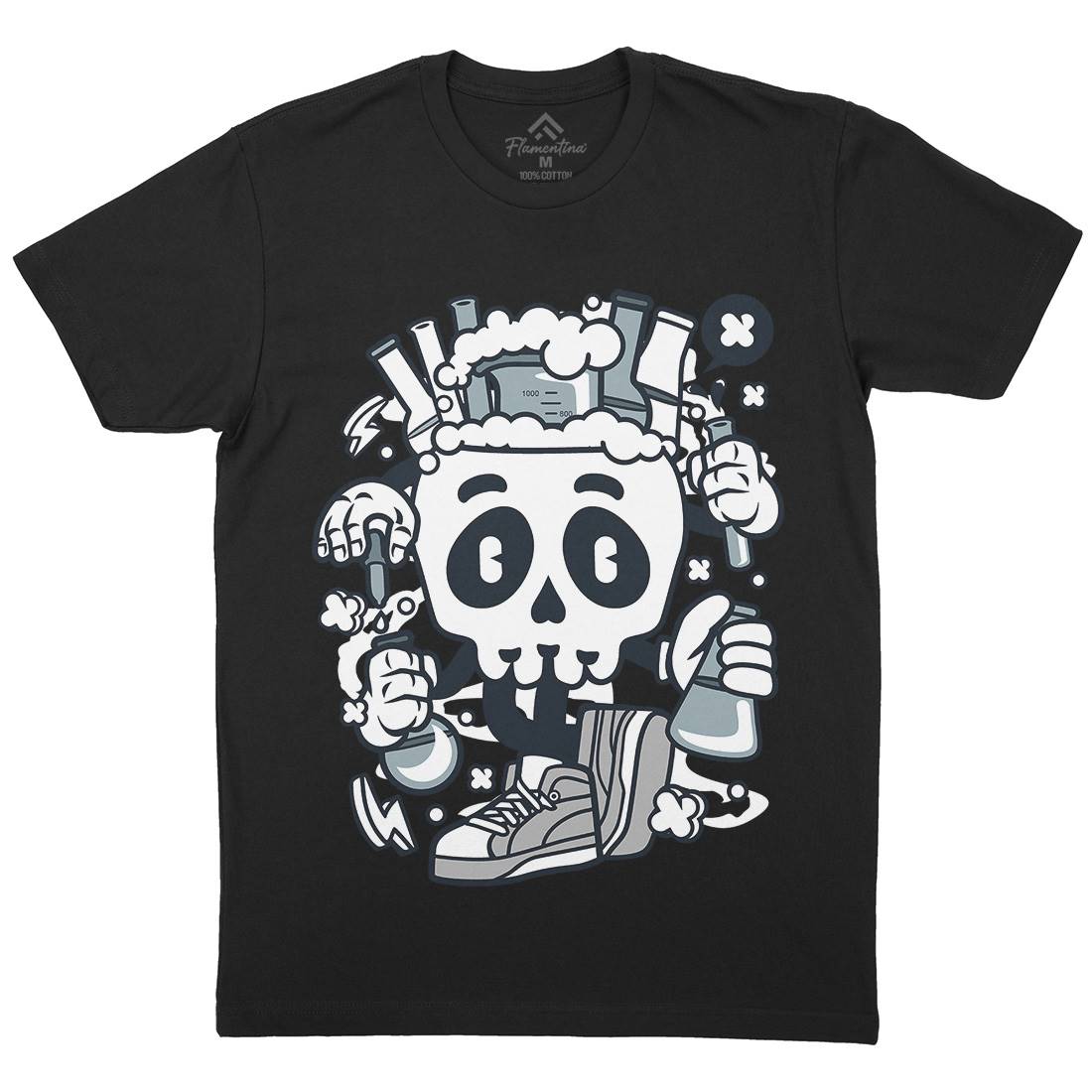 Chemical Skull Mens Organic Crew Neck T-Shirt Science C059