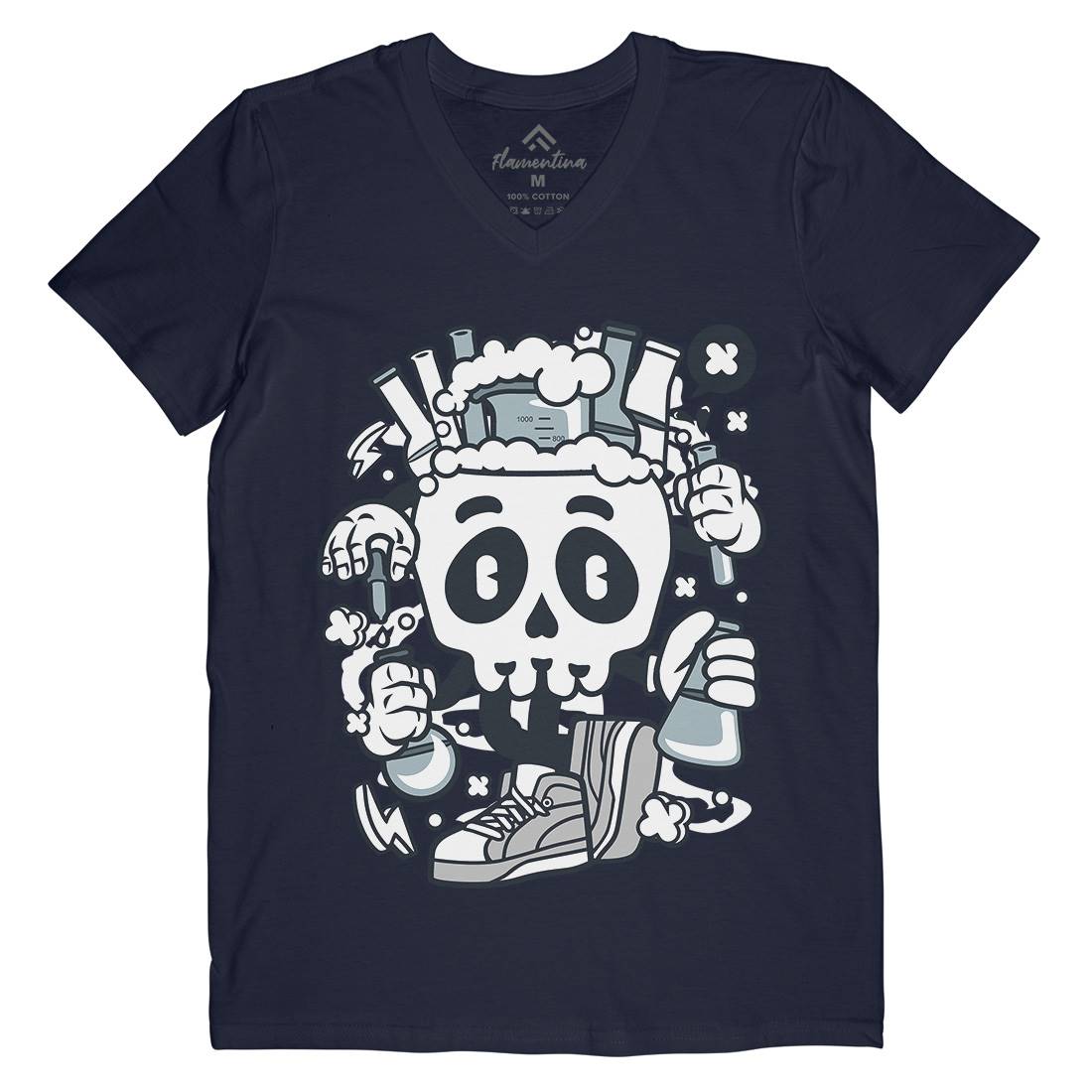 Chemical Skull Mens V-Neck T-Shirt Science C059