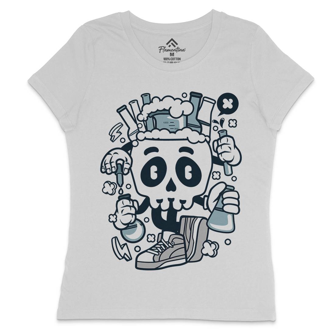 Chemical Skull Womens Crew Neck T-Shirt Science C059