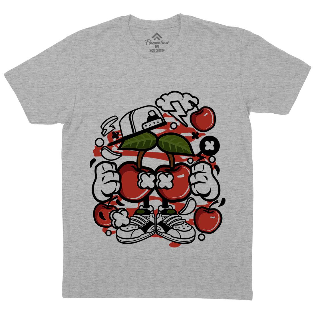 Cherry Mens Organic Crew Neck T-Shirt Food C060