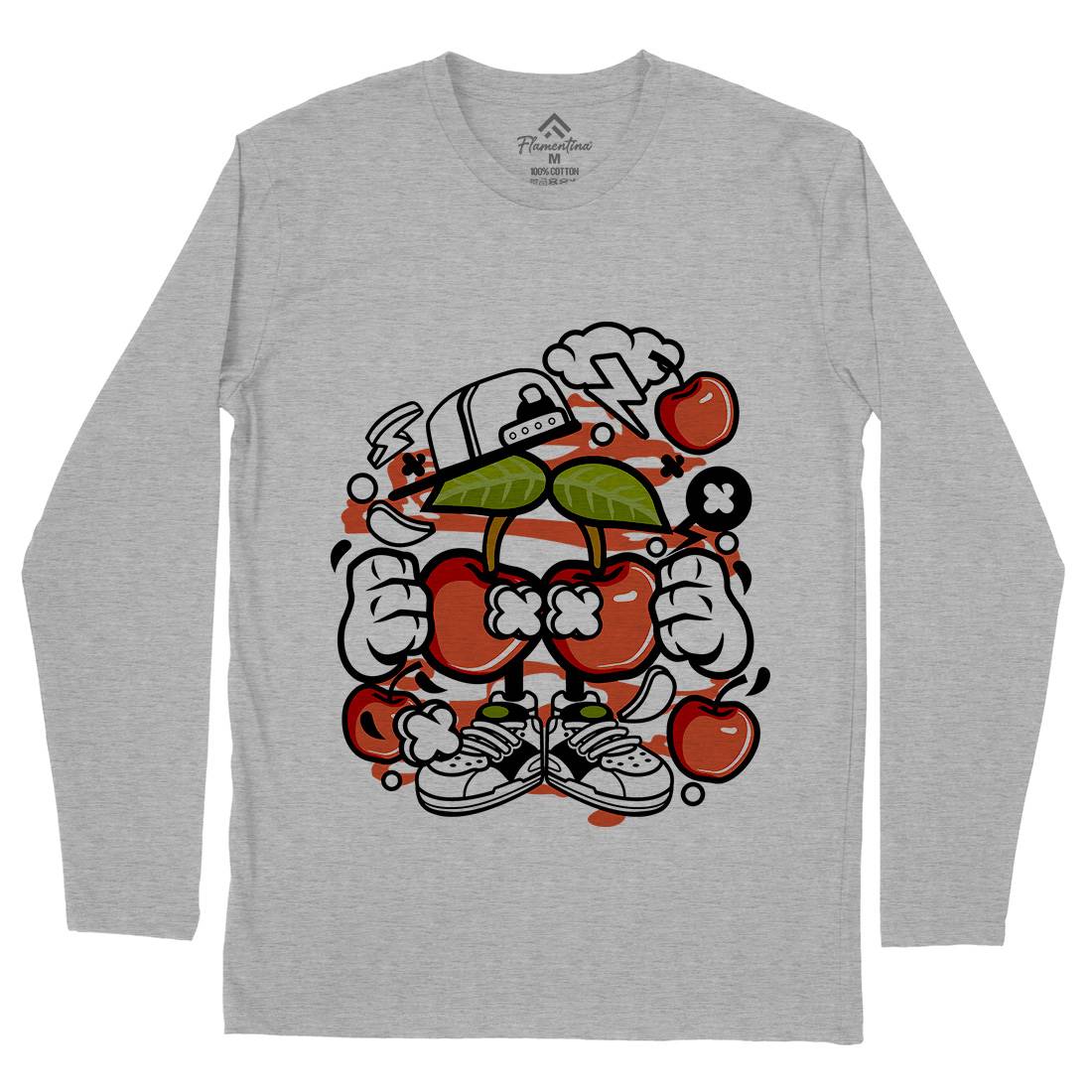 Cherry Mens Long Sleeve T-Shirt Food C060