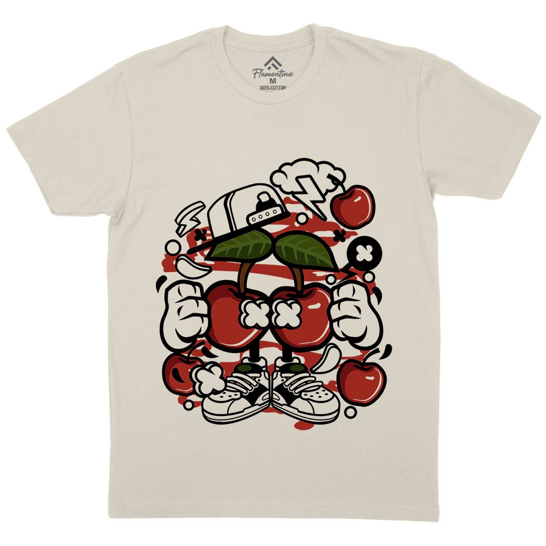 Cherry Mens Organic Crew Neck T-Shirt Food C060