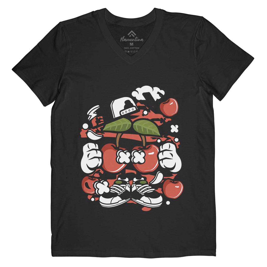 Cherry Mens V-Neck T-Shirt Food C060