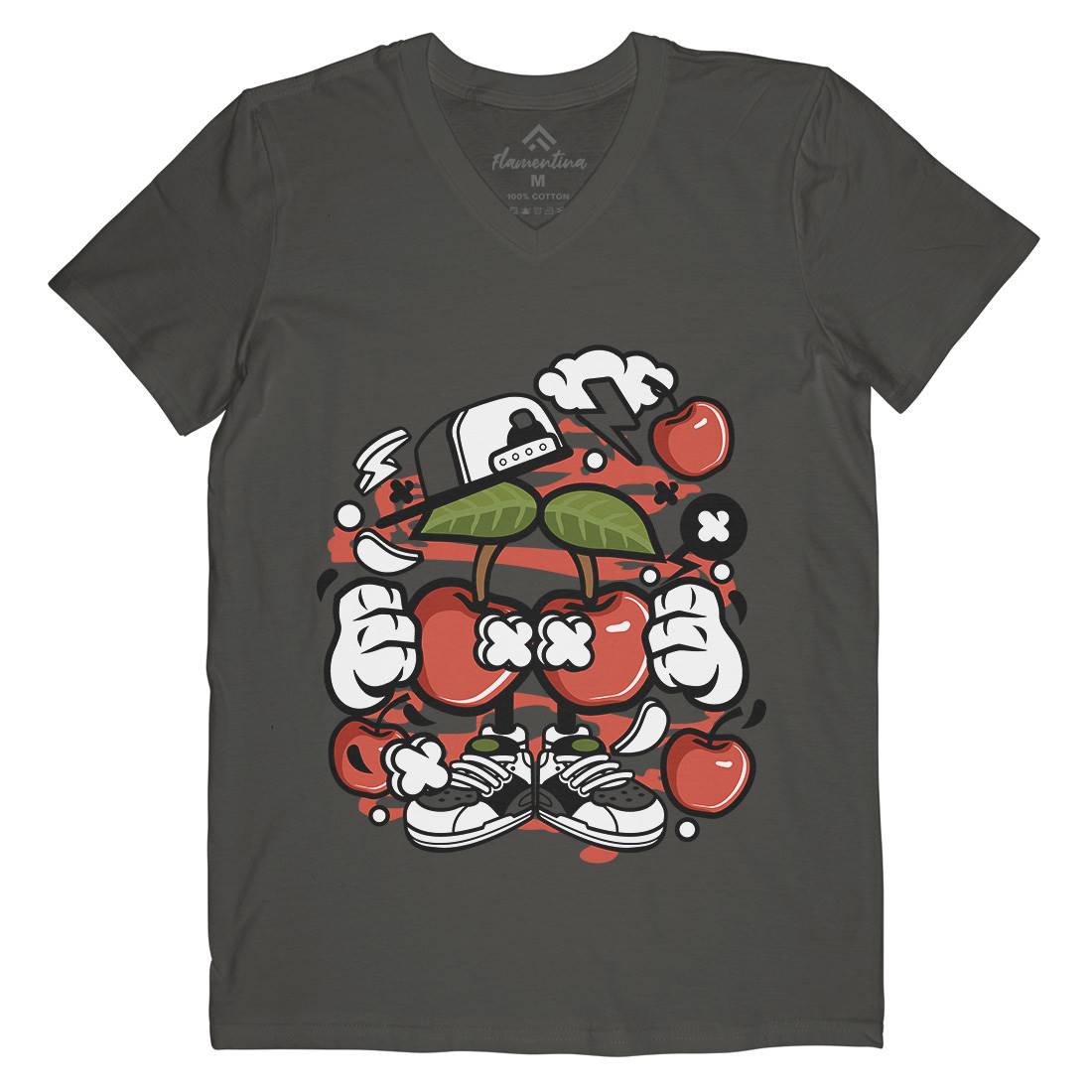 Cherry Mens V-Neck T-Shirt Food C060