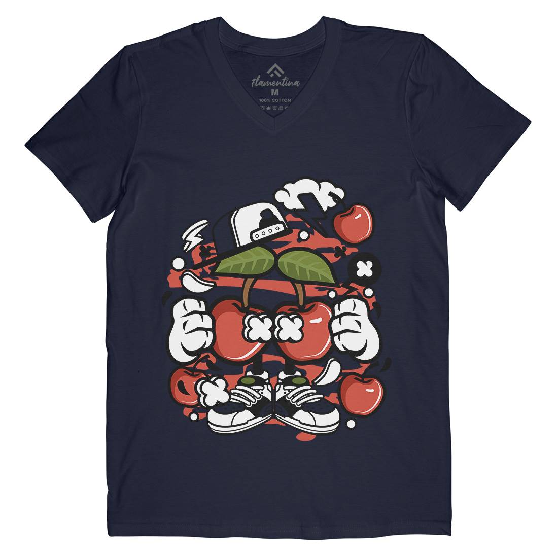 Cherry Mens Organic V-Neck T-Shirt Food C060