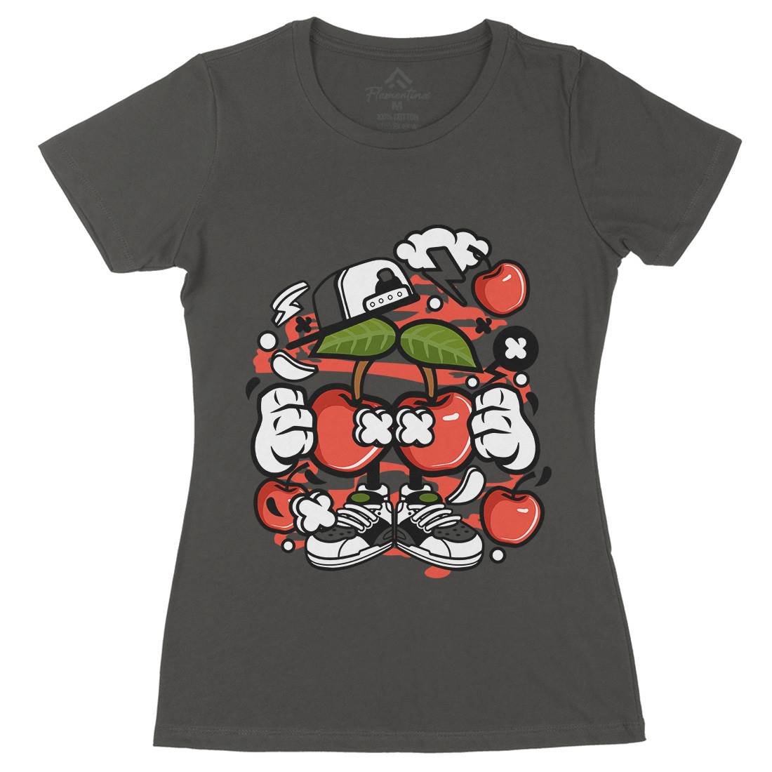 Cherry Womens Organic Crew Neck T-Shirt Food C060
