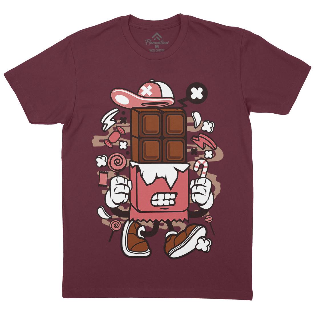 Chocolate Bar Mens Organic Crew Neck T-Shirt Food C063