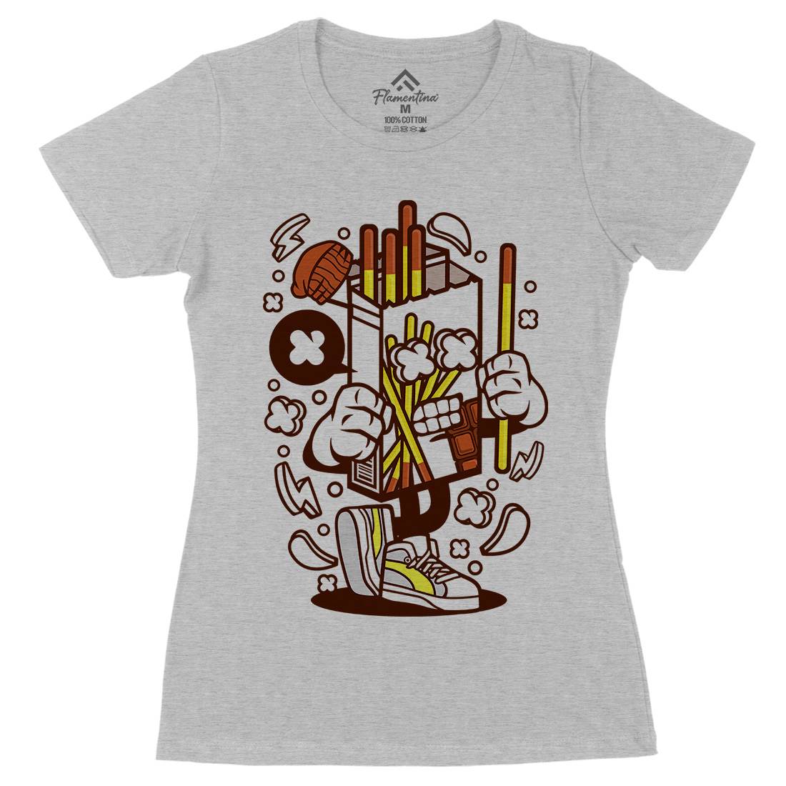 Chocolate Stick Womens Organic Crew Neck T-Shirt Food C064