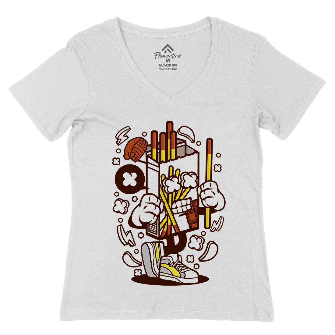 Chocolate Stick Womens Organic V-Neck T-Shirt Food C064