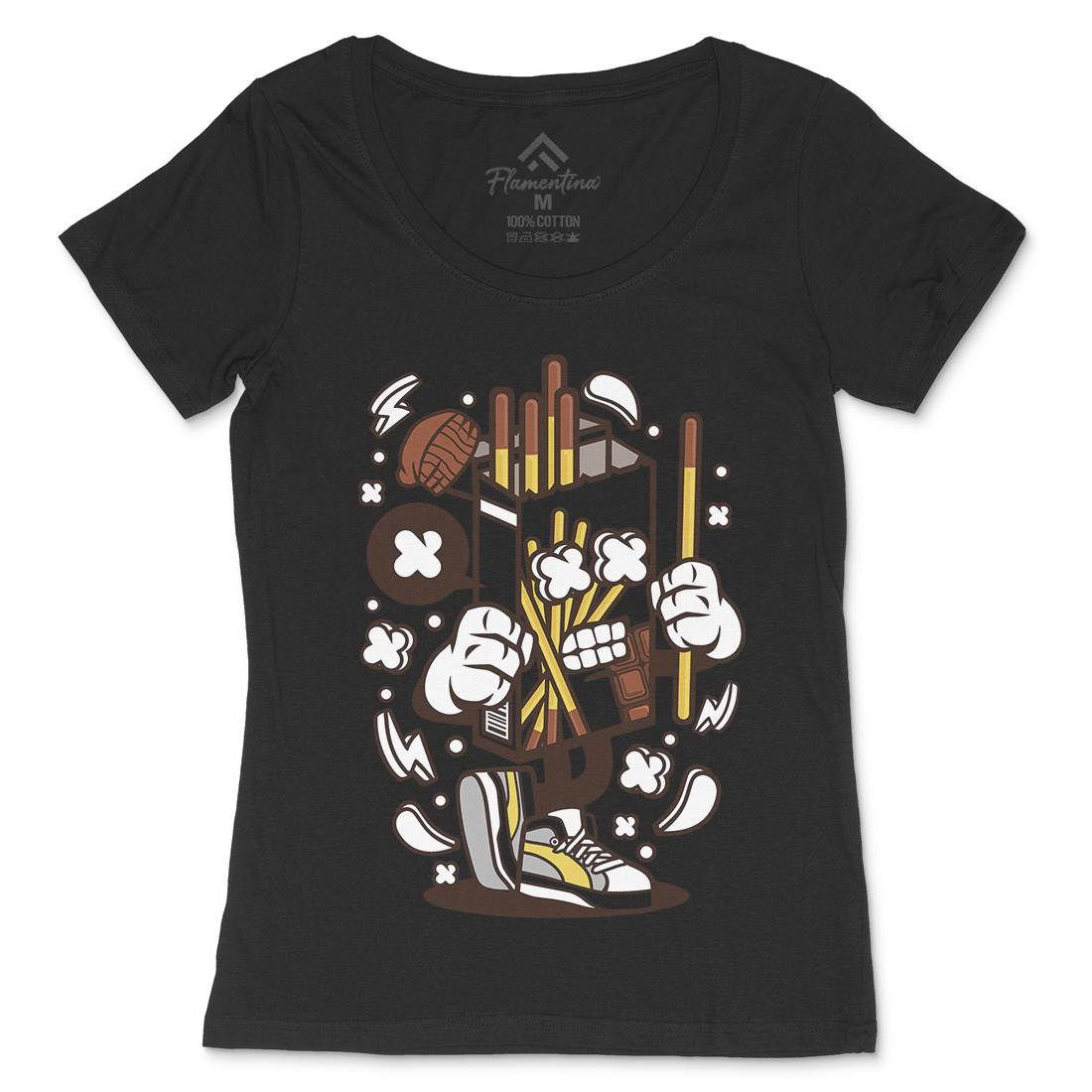 Chocolate Stick Womens Scoop Neck T-Shirt Food C064