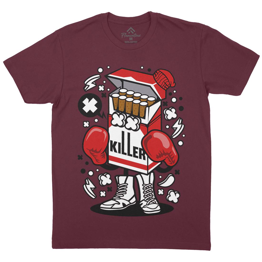Cigarette Boxer Mens Organic Crew Neck T-Shirt Sport C065