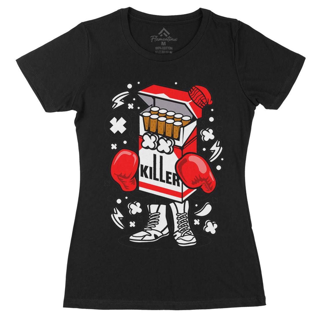 Cigarette Boxer Womens Organic Crew Neck T-Shirt Sport C065