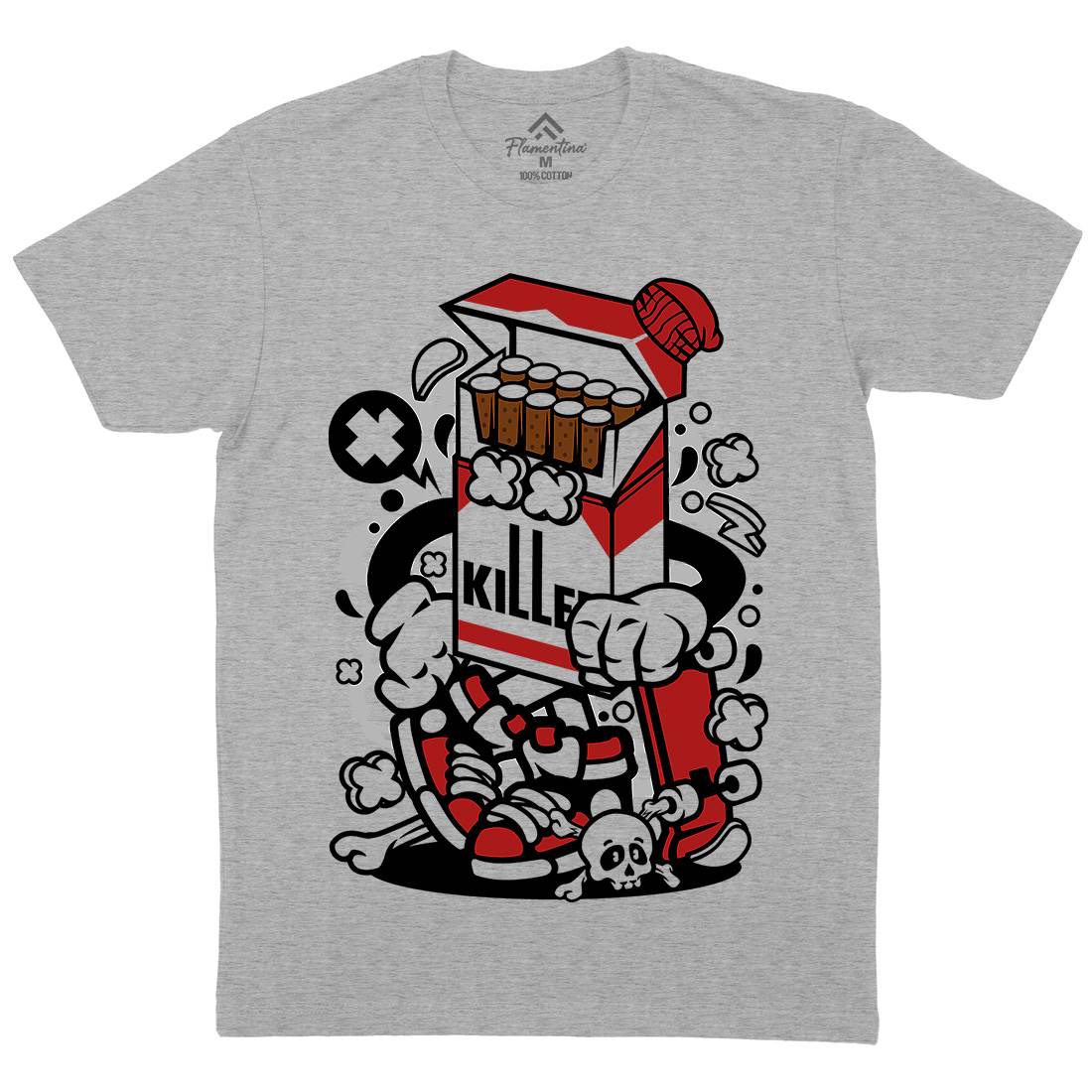Cigarette Skater Mens Organic Crew Neck T-Shirt Skate C067