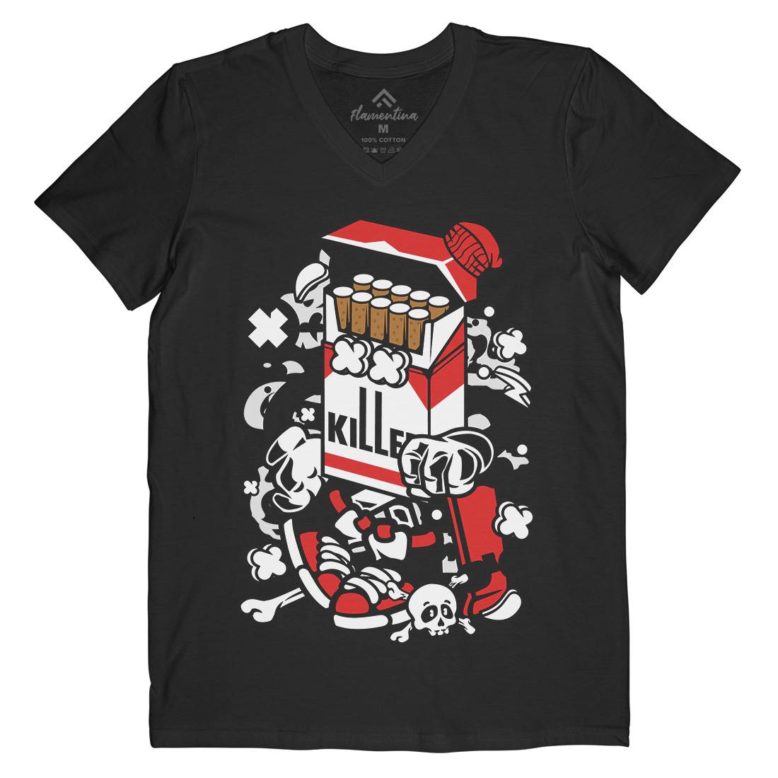 Cigarette Skater Mens Organic V-Neck T-Shirt Skate C067