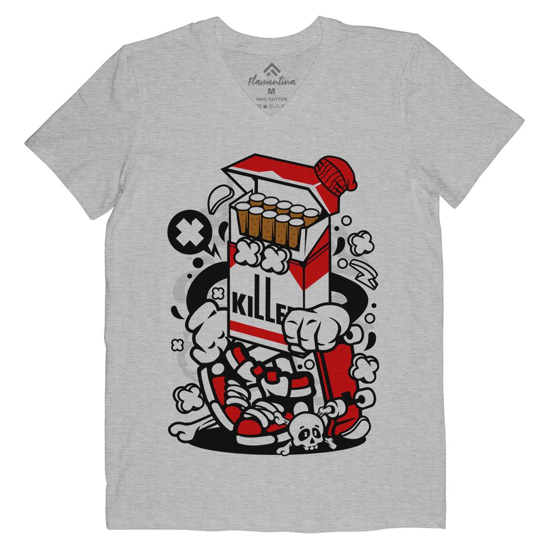 Cigarette Skater Mens V-Neck T-Shirt Skate C067