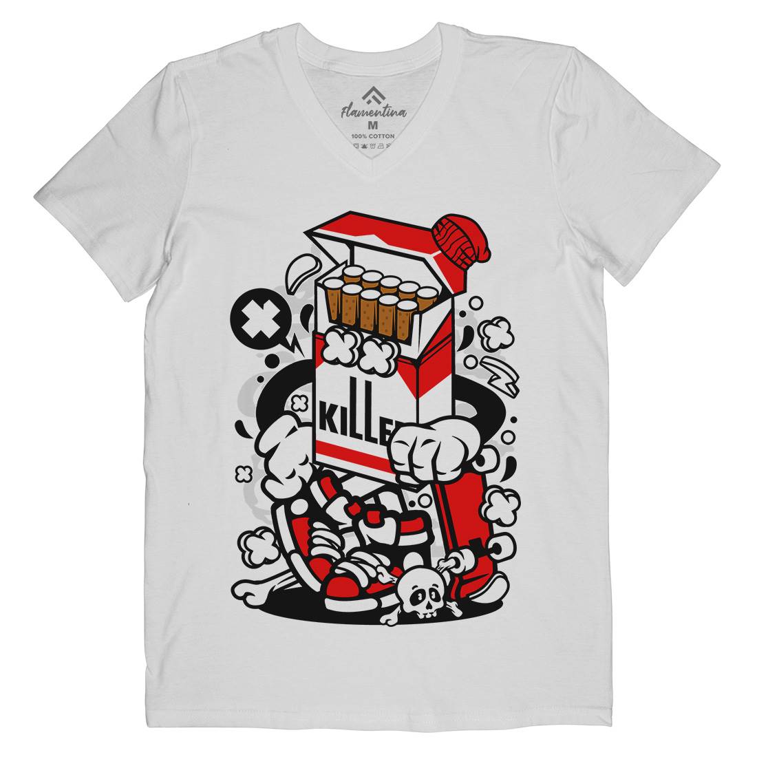 Cigarette Skater Mens Organic V-Neck T-Shirt Skate C067
