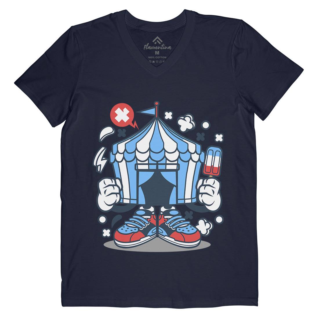 Circus Mens V-Neck T-Shirt Retro C068