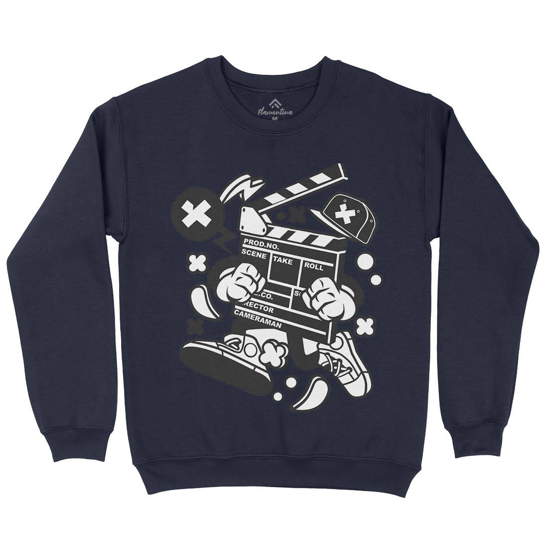 Clapperboard Mens Crew Neck Sweatshirt Retro C069