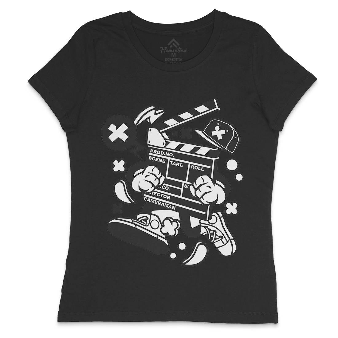 Clapperboard Womens Crew Neck T-Shirt Retro C069