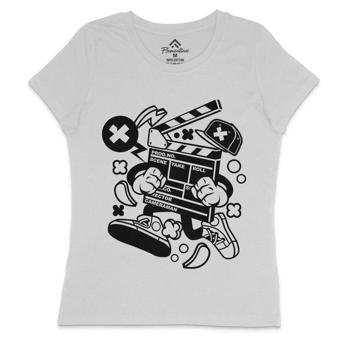 Clapperboard Womens Crew Neck T-Shirt Retro C069