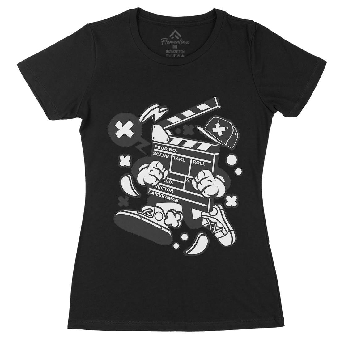 Clapperboard Womens Organic Crew Neck T-Shirt Retro C069