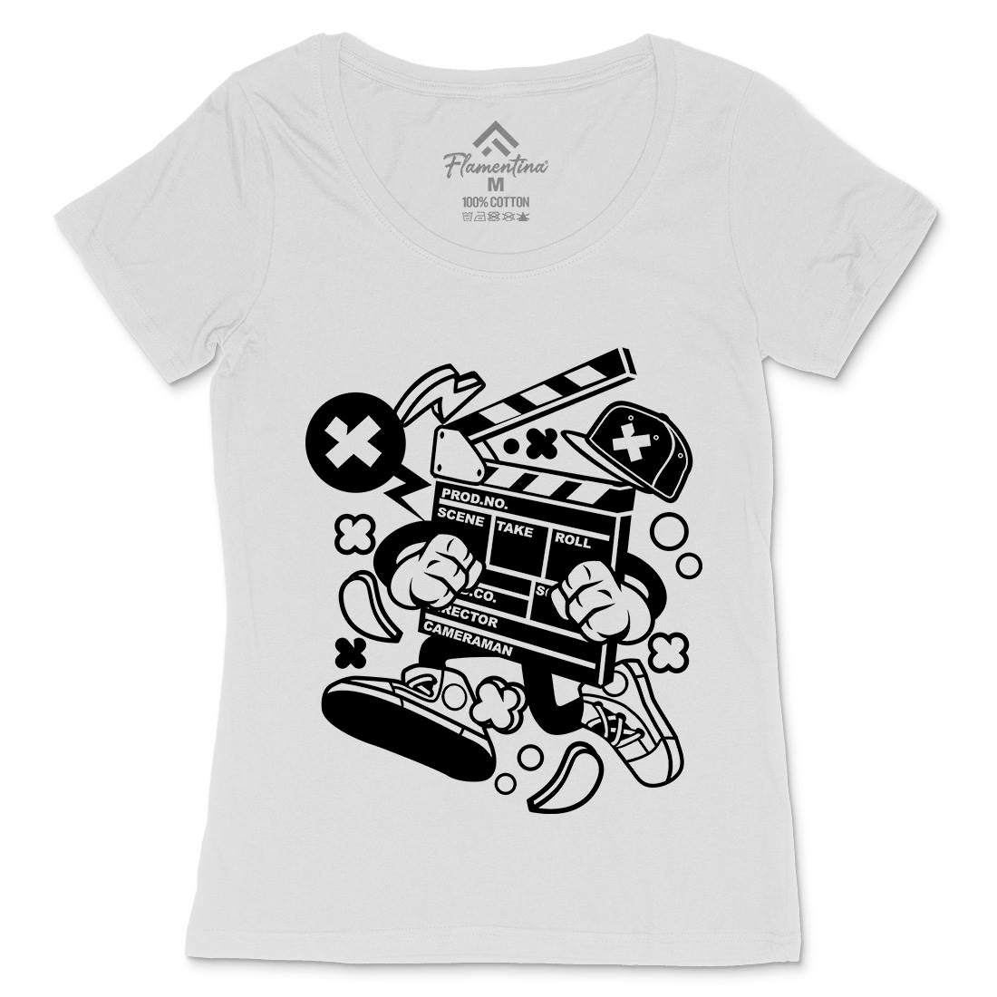 Clapperboard Womens Scoop Neck T-Shirt Retro C069