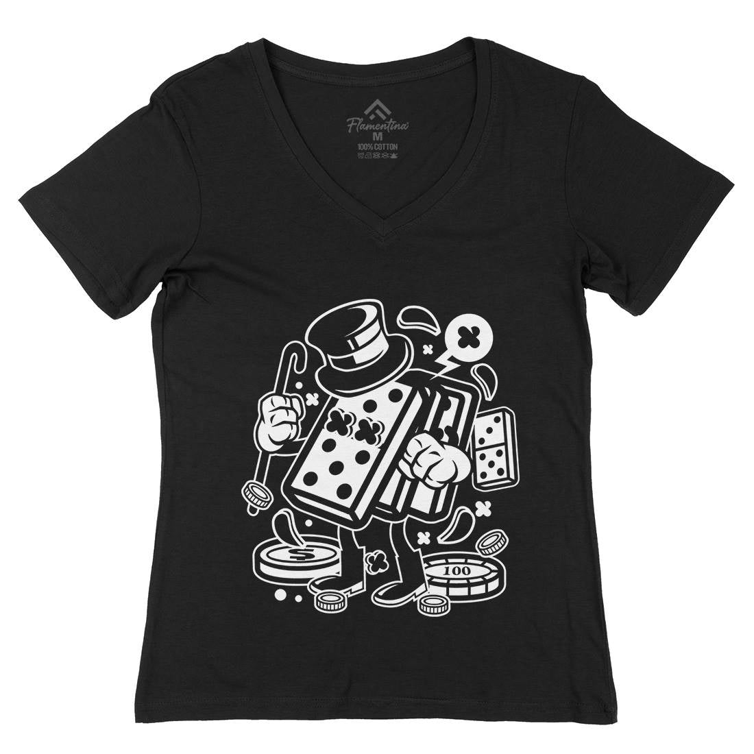 Classic Gambler Womens Organic V-Neck T-Shirt Retro C070