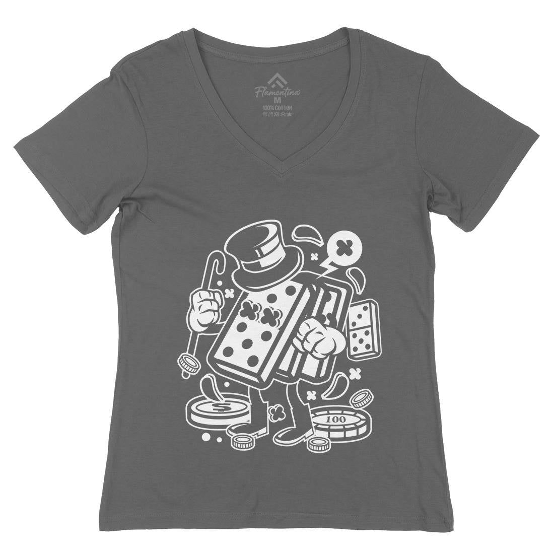 Classic Gambler Womens Organic V-Neck T-Shirt Retro C070
