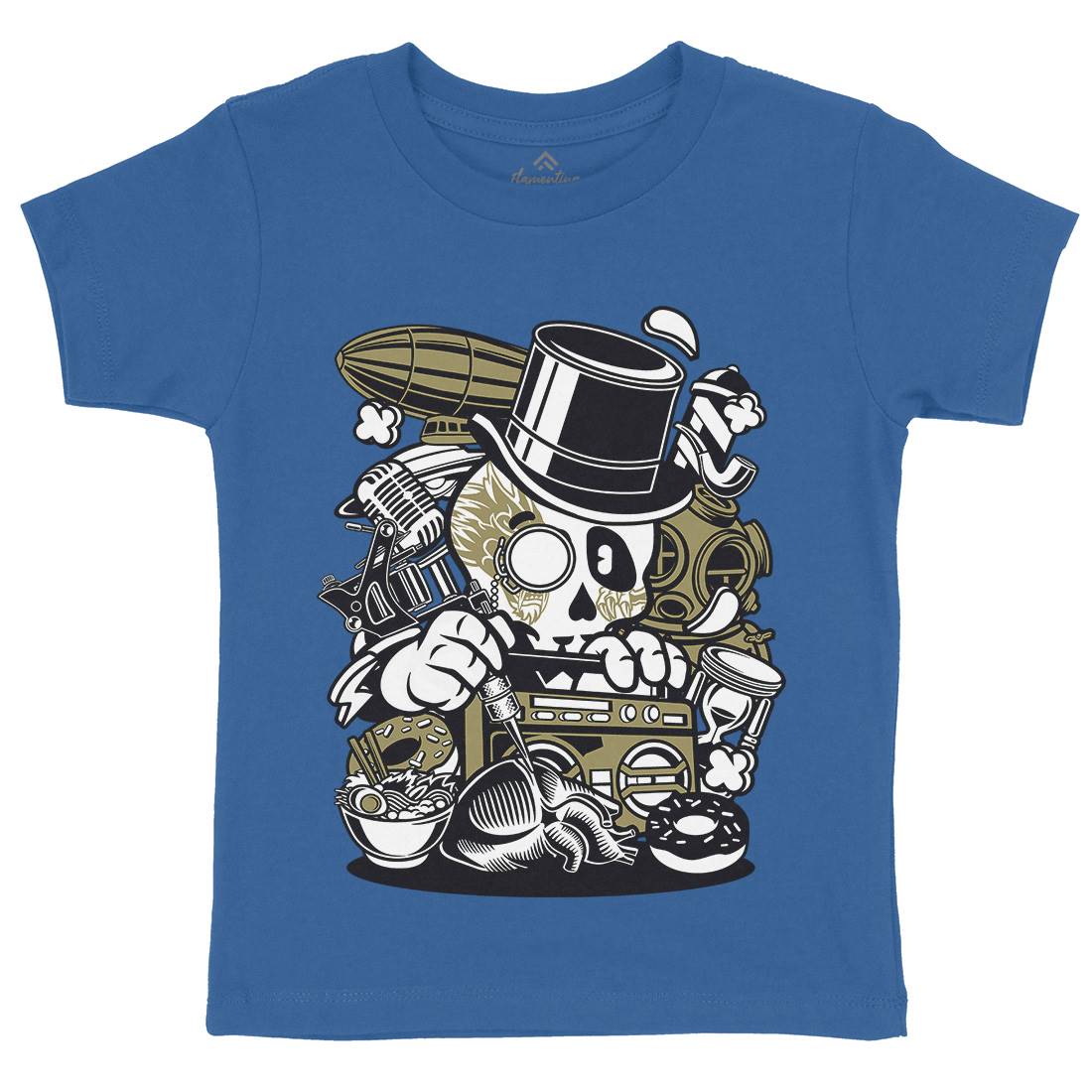 Classic Skull Kids Crew Neck T-Shirt Retro C071