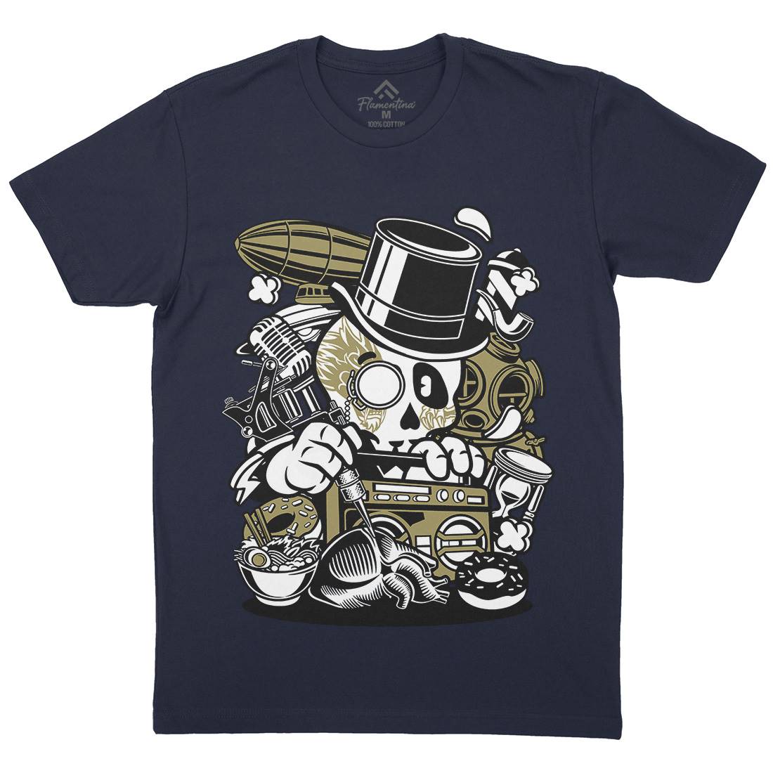 Classic Skull Mens Crew Neck T-Shirt Retro C071