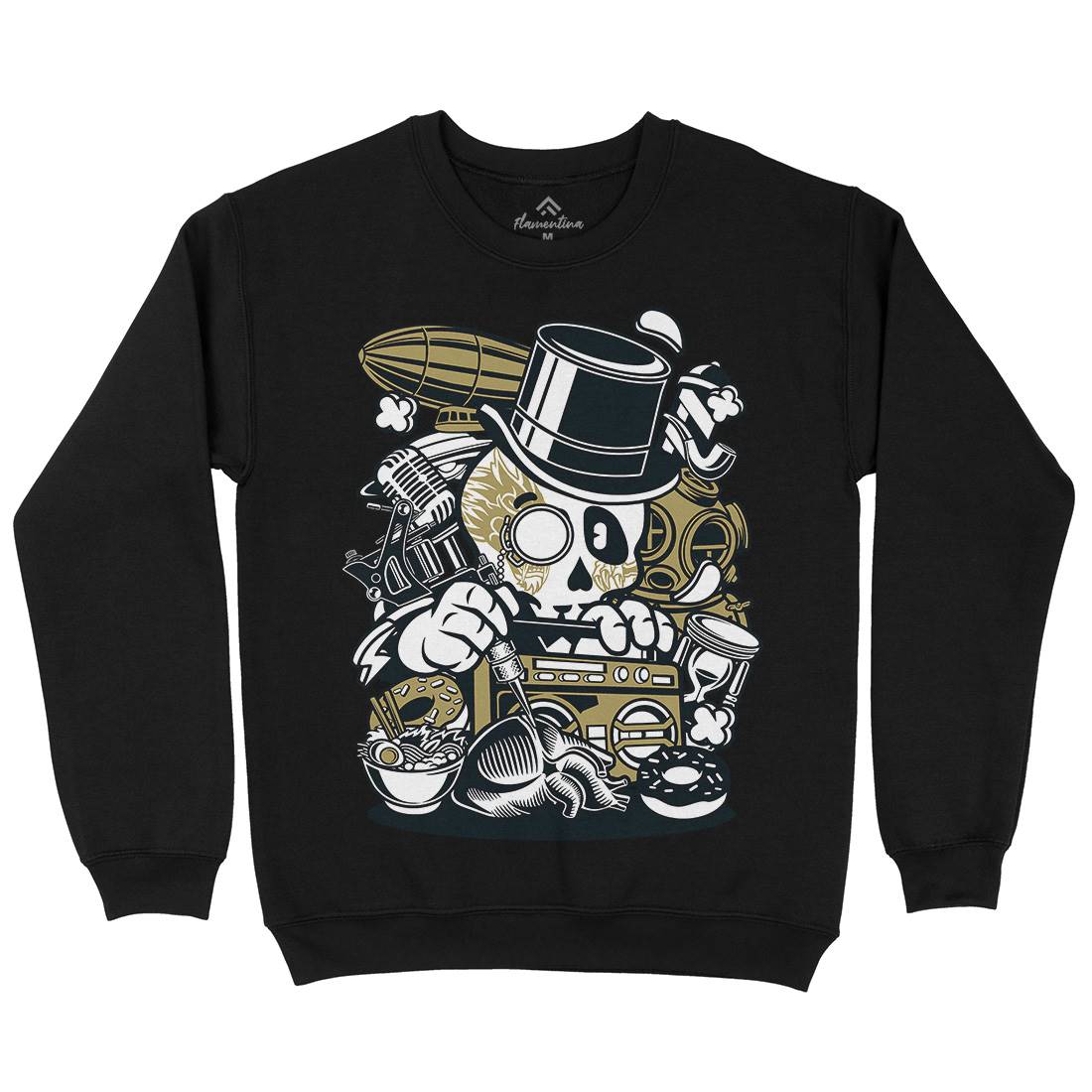 Classic Skull Kids Crew Neck Sweatshirt Retro C071