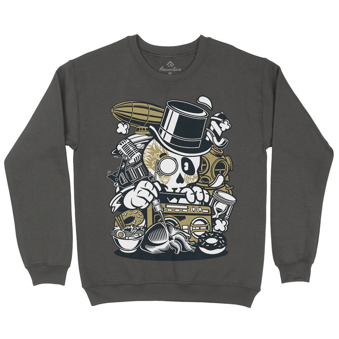 Classic Skull Mens Crew Neck Sweatshirt Retro C071