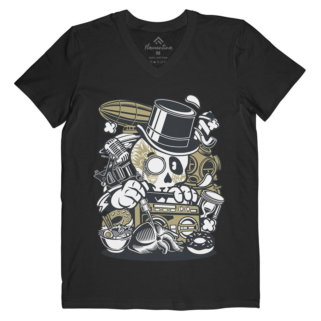Classic Skull Mens V-Neck T-Shirt Retro C071