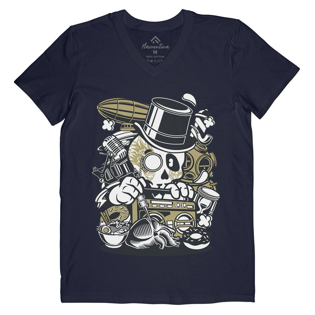 Classic Skull Mens V-Neck T-Shirt Retro C071