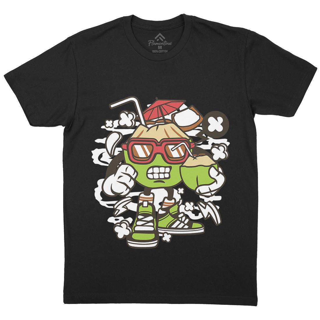Coconut Mens Organic Crew Neck T-Shirt Food C072