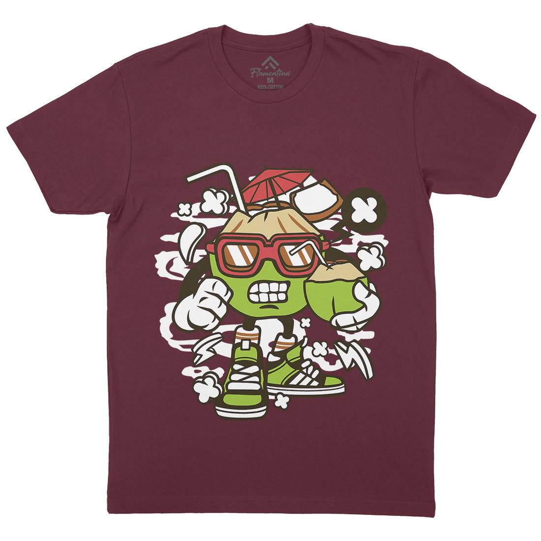 Coconut Mens Organic Crew Neck T-Shirt Food C072