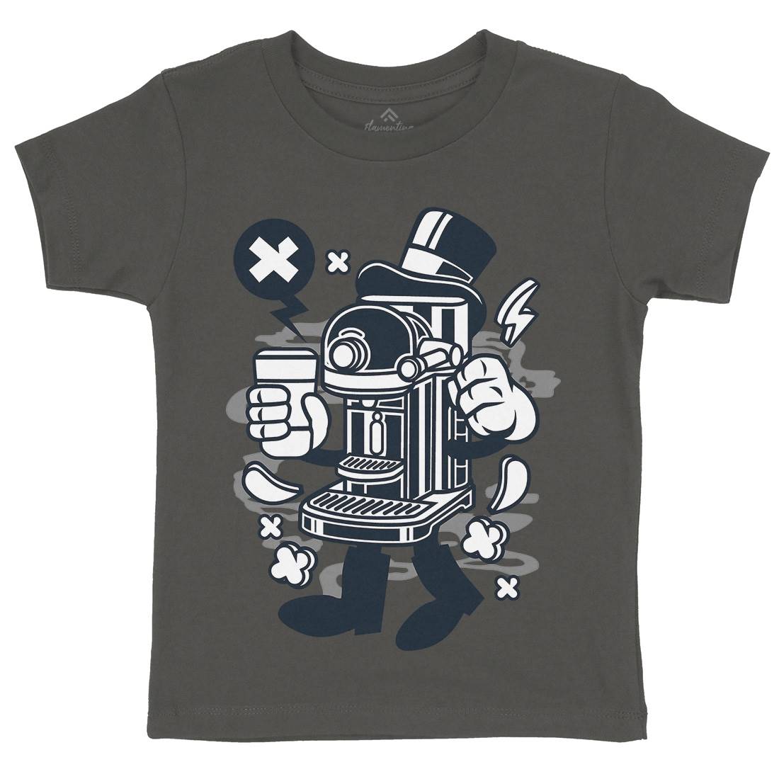 Coffee Machine Kids Organic Crew Neck T-Shirt Drinks C075