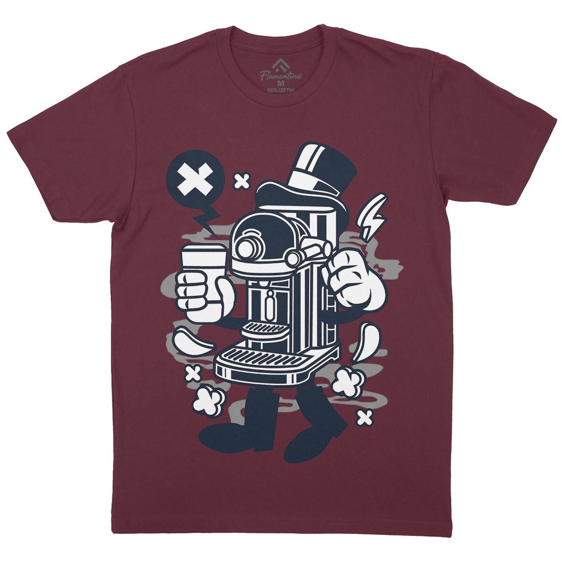 Coffee Machine Mens Organic Crew Neck T-Shirt Drinks C075